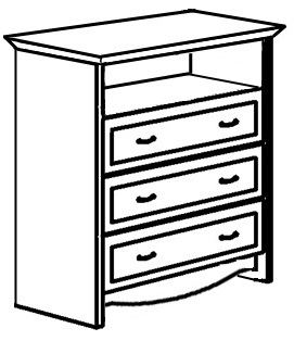 Madison Media Chest w\/3 Drawers & 1 Top Open Compartment, 36"W